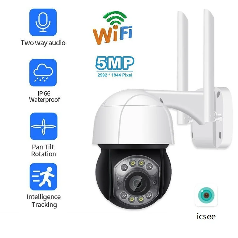 

5MP Mini PTZ WiFi Speed Dome IP Camera Security Camera Outdoor 4X Digital Zoom AI Human Detection DIY Alarm Voice CCTV icsee