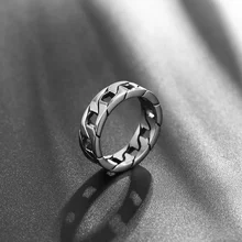 2021 new Japanese and Korean fashion simple hollow titanium steel chain unisex party trend men's personality retro hip-hop ring