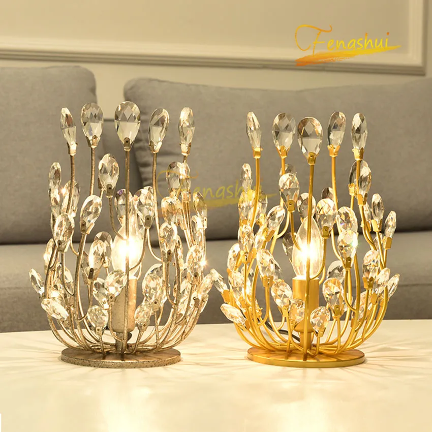 

Nordic Crown LED Table Lamp Modern Light Luxury Crystal Table Lights Creative Branch Princess Room Living Room Bedroom Lamp