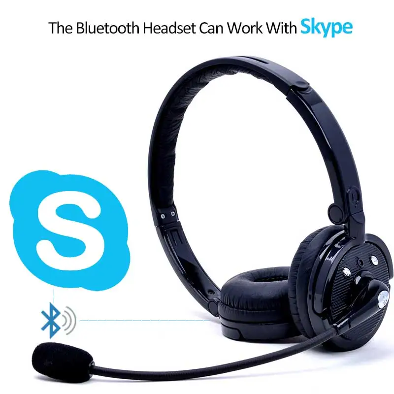 Call Center Bluetooth Headset Over Head Wireless Double Ear Phone Noise Cancelling Headphone for Skype Truck Car Drivers Office |