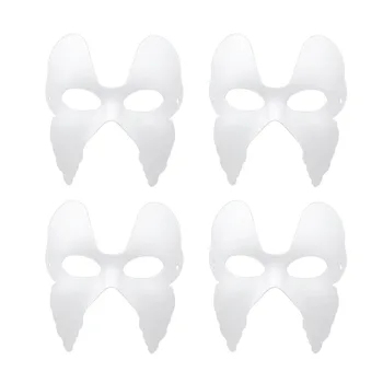 

8pcs White Unpainted Mask Hand Painting DIY Blank Paper Pulp Mask for Cosplay Masquerade Halloween