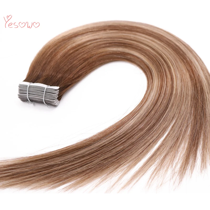 Yesowo#4/24/4 Высокое качество индийские волосы для наращивания выравнивание волос из полиуритановой кожи Выделите Remy накладные волосы Омбре