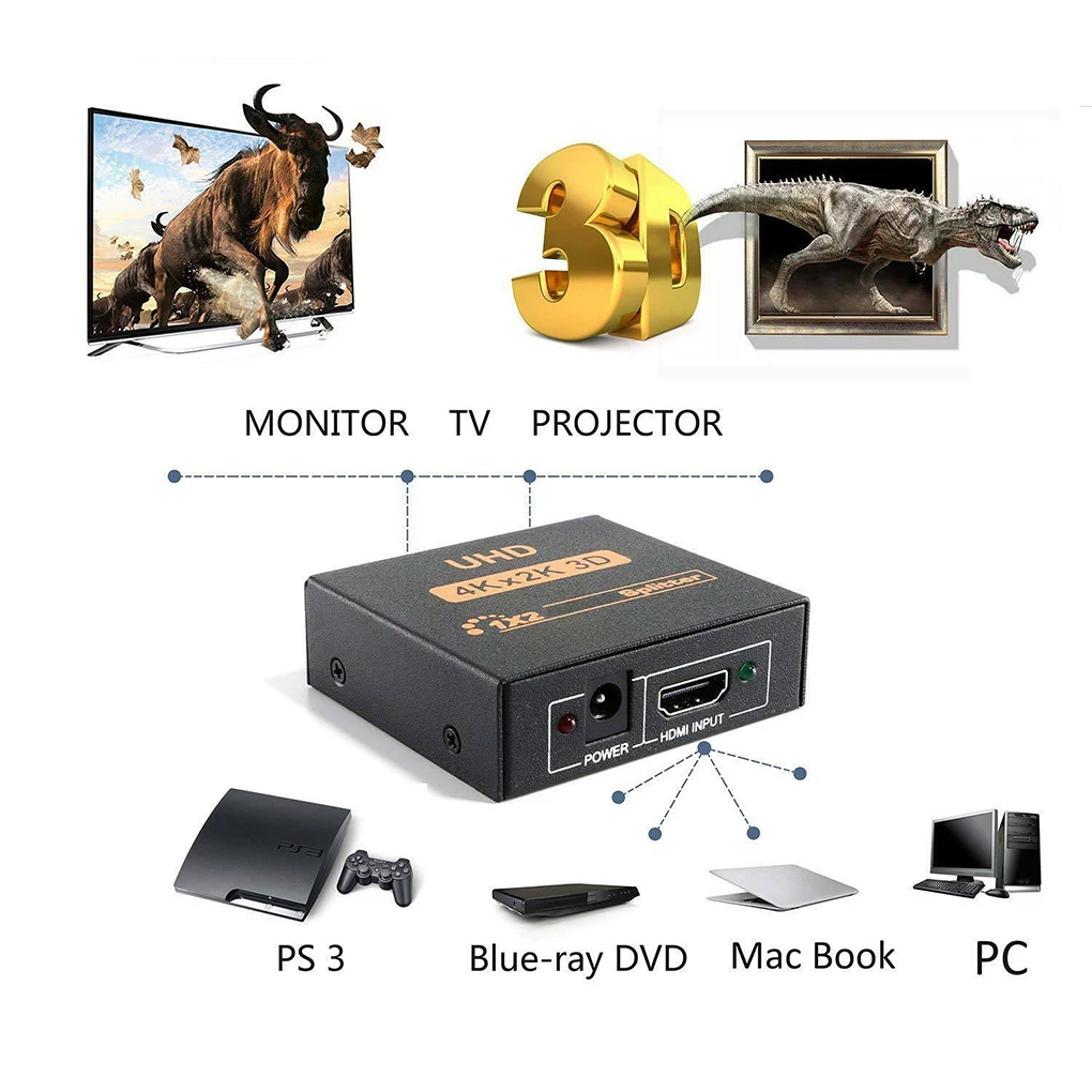 4K разветвитель UHD 3D HD HDMI разветвитель 1X4 HDMI разветвитель 1X2 1080p переключатель усилитель повторителя для HDTV DVD видео коммутатор