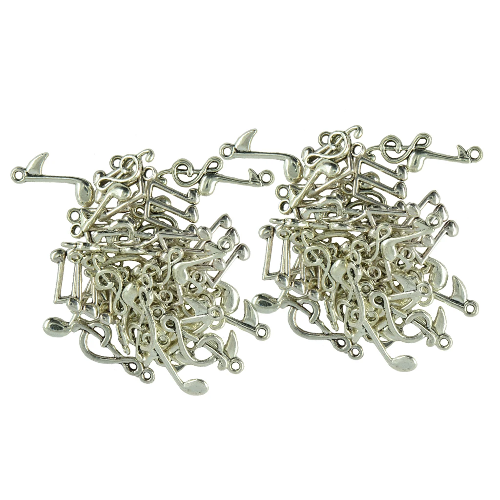 80pcs Assorted Charms Musical Note Symbol Tibetan silver color Plated Pendants Antique Jewelry Making Bracelet DIY Handmade Craft