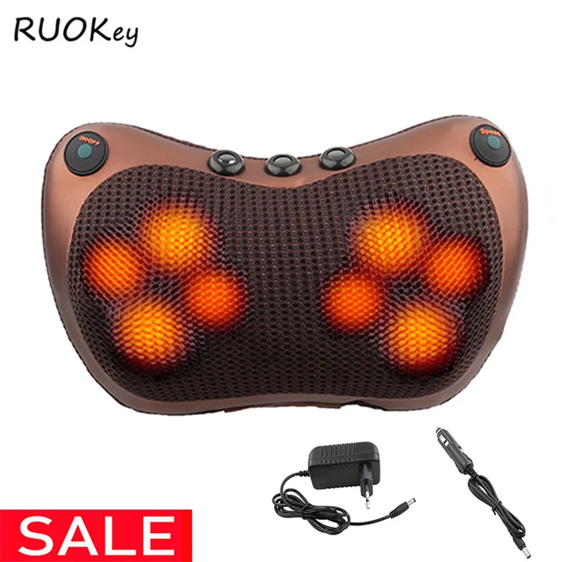 Relaxation Massage Pillow Vibrator Electric Shoulder Back Heating Kneading Infrared therapy pillow shiatsu Neck Massager