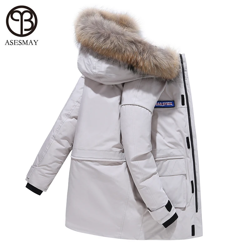 Мужская зимняя куртка на белом утином пуху 90% пуховое пальто парки мужская с