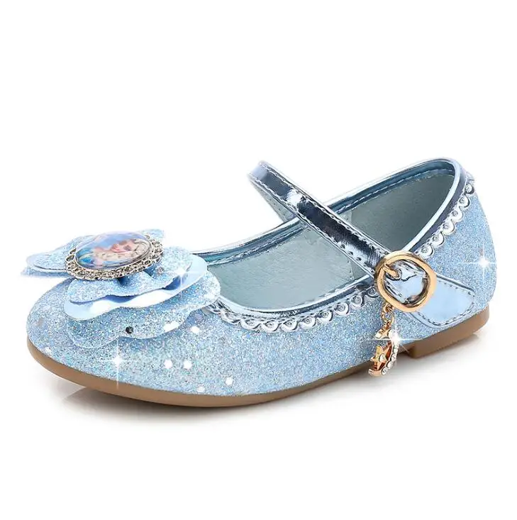 Zapatos de cuero de princesa para niñas, calzado plano de dibujos animados para fiesta de primavera y verano