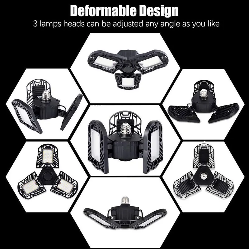 Светодиодный светильник для гаража 80 Вт деформируемый потолочный светильник для гаража 6000лм E26 подвальный светильник с регулируемой панелью светодиодный светильник для студии склад