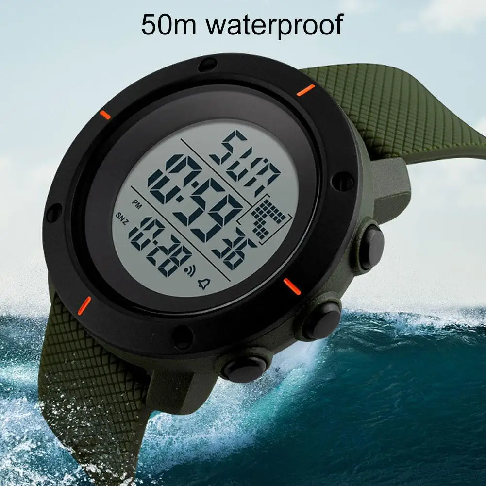 

Fashion Men Outdoor Round Dial Waterproof Sport Electronic Watch Luminous Wristwatch
