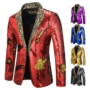 

suit men suit jacketTwo color Sequin suit coat stage performance bar singer host coat suit men suit coat dance men suit