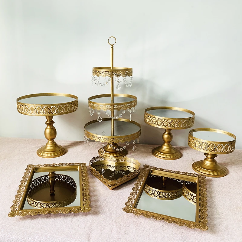 

8pcs new style gold cake stand handle cupcake tray birthday party blue/ silver /white