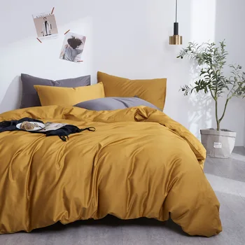 

American-Style Simple Four-Piece Solid Color Pure Plain Egyptian cotton Bed Sheet Quilt Cover Bedding Comforter Set