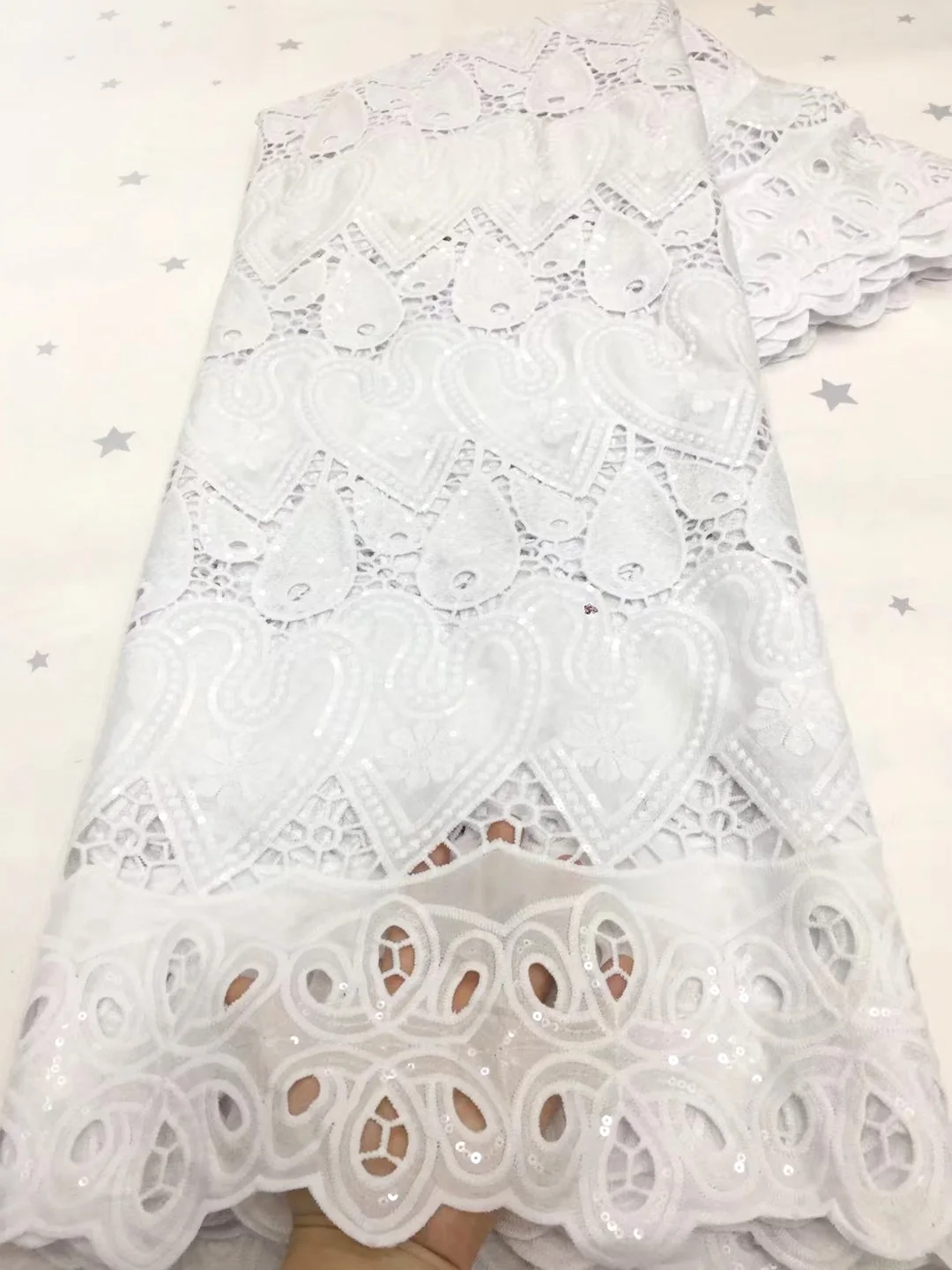 

New Nigeria Mesh Lace French Milk Silk Lace African Lace Fabric with Sequins Wedding Party AXZ5133
