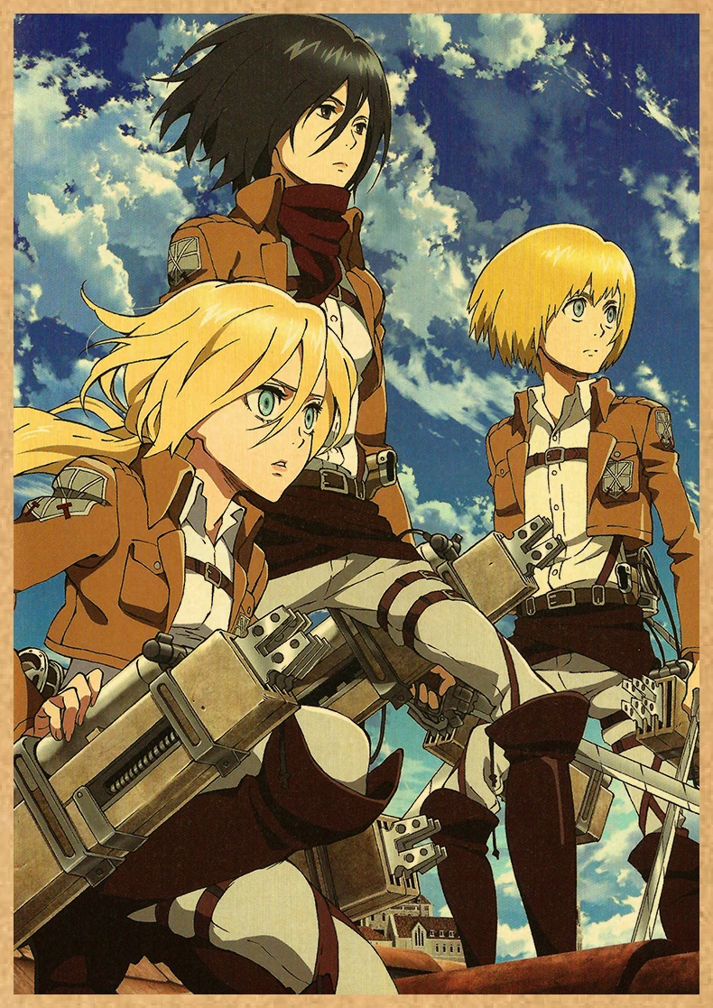 Attack on Titan Anime Poster Decor For Home Posters Room Wall Pictur Kraft Paper Retro And Prints Art Bar Cafe Stickers