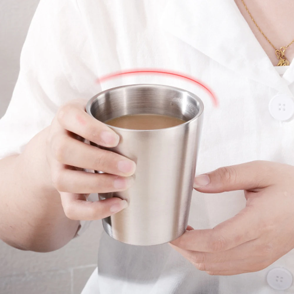 Двухслойная кофейная кружка из нержавеющей стали 300 мл портативная чашка походный стакан кофейник чашки для молока и чая двойная офисная чашка для воды