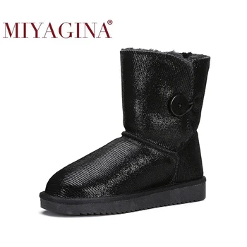 

High Quality Australia Winter Women's Snow Boots 100% Genuine Cowhide Leather Warm Shoes Woman Botas Mujer large size 34-44