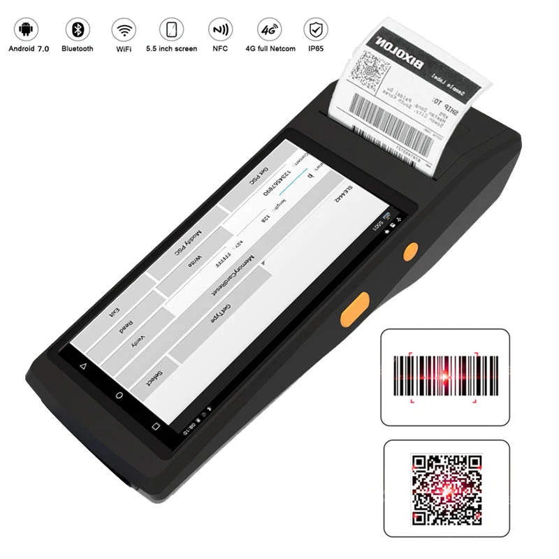 QS POS принтер PDA Ручной терминал все в одном Bluetooth Android 7 0 4G Wifi GPS умный
