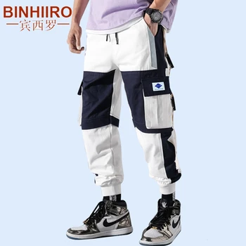 

Men's Cargo pants Autumn Winter Cotton Comfortable Loose Sports Trousers Men Big pockets hit color Hip Hop Fashion Jogging Pants