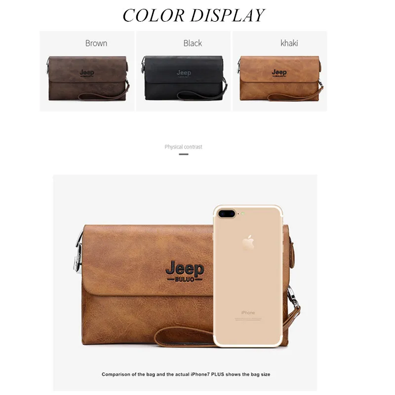 JEEP BULUO Brand PU Leather Clutch Bag In Three Colors, New Style Men's  Wallet, Long Card Bag, Men's Wallet, Zipper, Large Capac