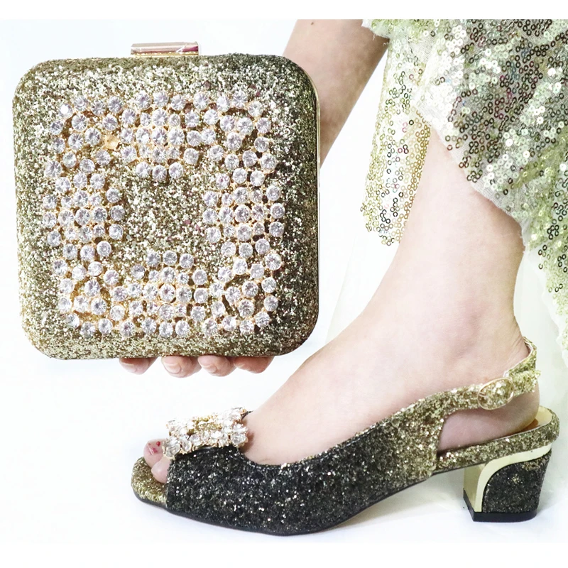 Осенние туфли-лодочки итальянского дизайна с аппликацией; комплект из туфель и сумочки; стразы; Дамский комплект из обуви и сумки под вечерние платья