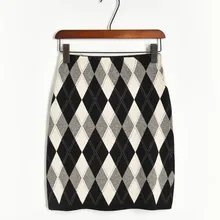 Дизайнерская Роскошная брендовая юбка для женщин, винтажная ромбовидная сетчатая трикотажная юбка с высокой талией