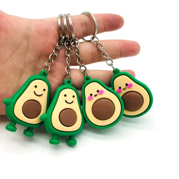

Creative Simulation Fruit Avocado Smile-shaped Keychain Soft Resin 3D Avocado Shape Car Key Chains Car Interior Accessories