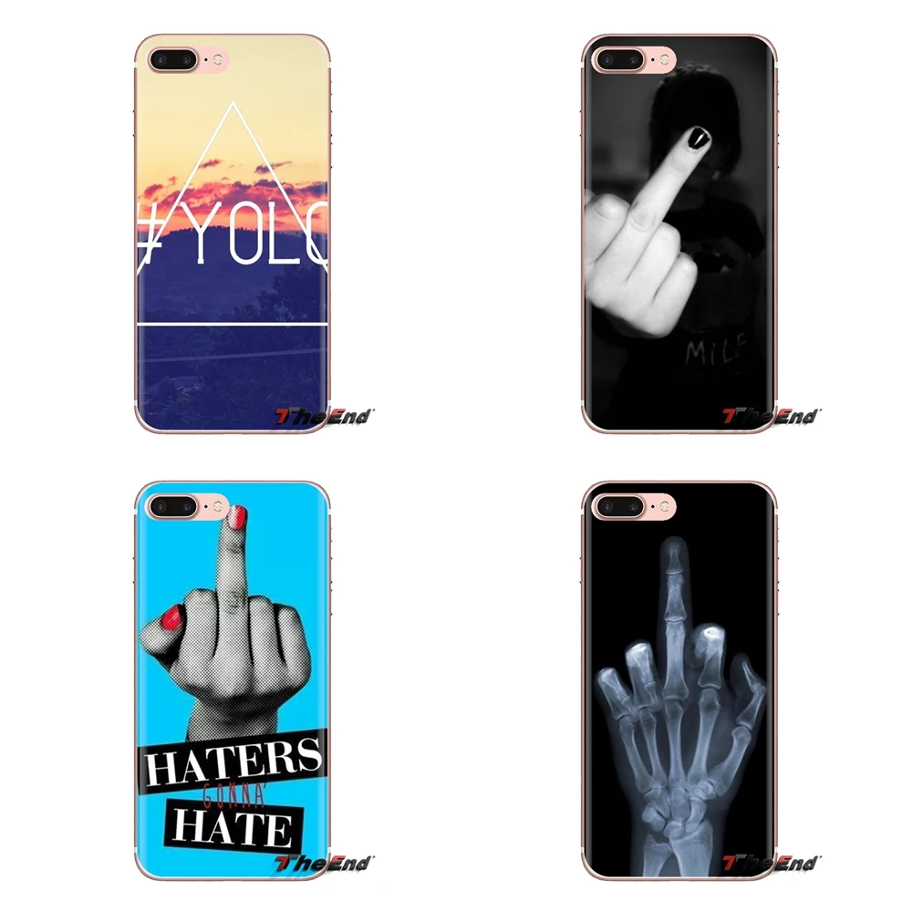 For Samsung Galaxy A3 A5 A7 A9 A8 Star A6 Plus 2018 2015 2016 2017 Transparent Soft Cases Covers funny middle fingers |