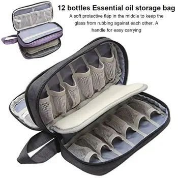 

5-15ml Essential Oil Case 12 Bottles Perfume Essential Oil Box Travel Portable Carry Holder Nail Polish Storage Bag 8.5*4.5*3in