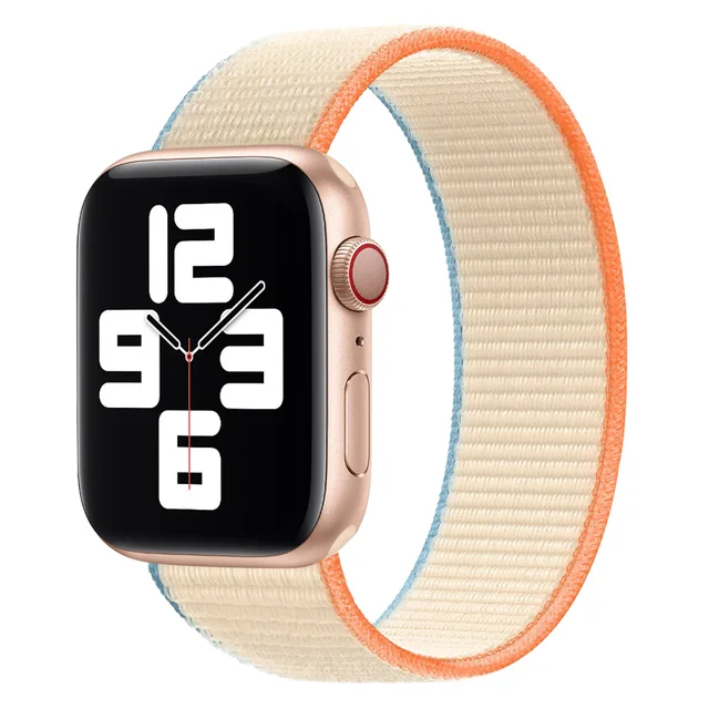 Aceshley Hot Selling 2021 New Upgrade Braided Solo Loop Elastic Nylon Straps for Apple Watch Band Series 6/SE/5/4/3/2/1 Cream