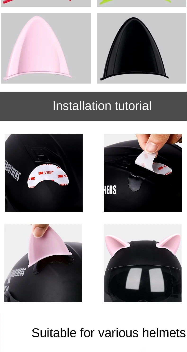 1 pcs Car motorcycle bike helmet cat beautiful ear decoration off-road motorcycle face full off-road helmet Car devil horns moto