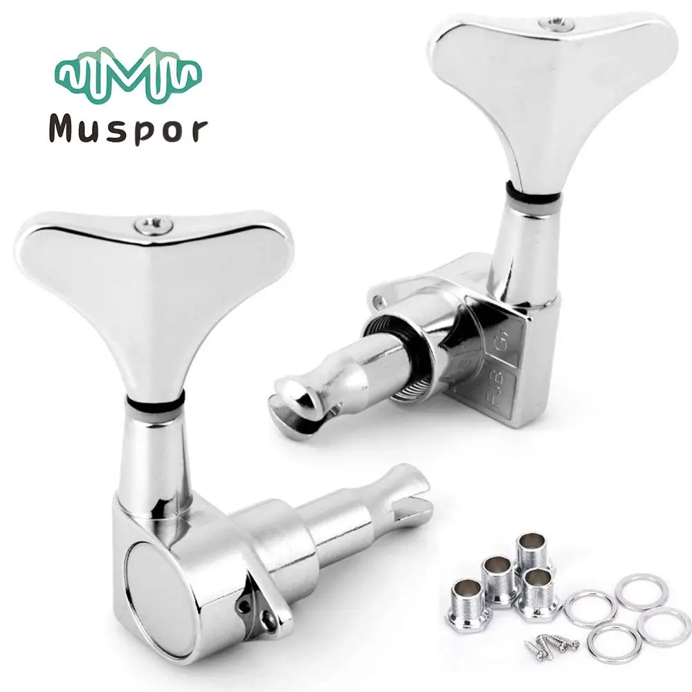 

Electric Bass Tuning Peg Lock Tuner Quality Sealed Machine Heads Chrome Silver Plated Bass Guitar Accessories