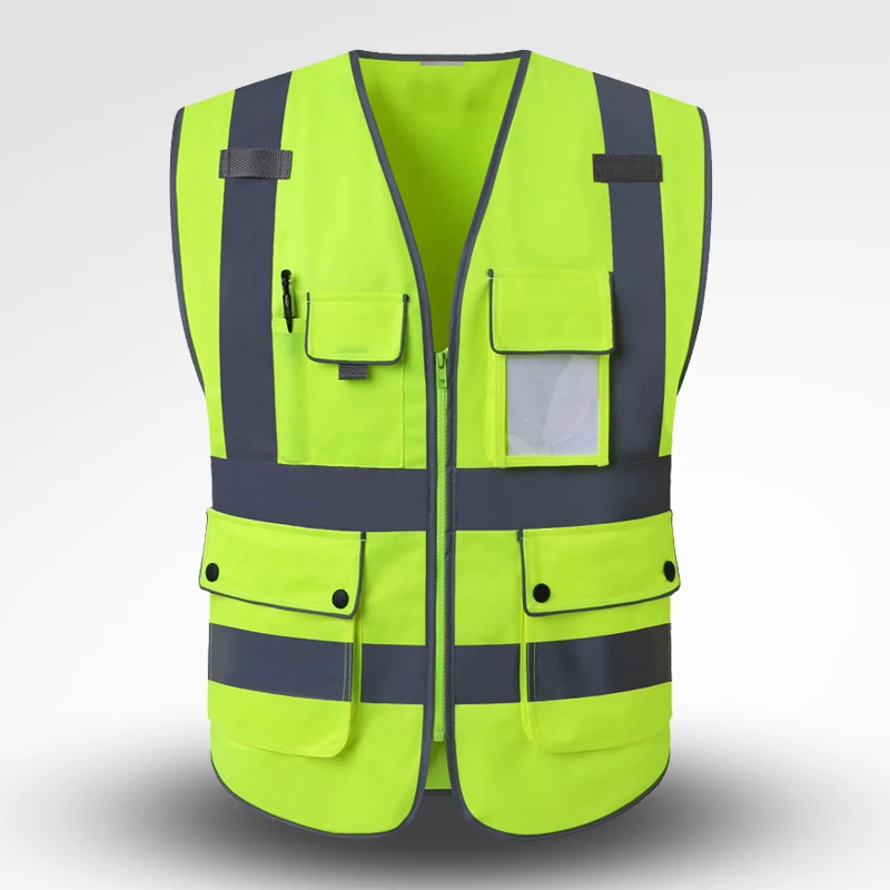 High Visibility Reflective Vest Zipper Front Safety Vest With Reflective Strips Construction Workwear Safety reflective vest