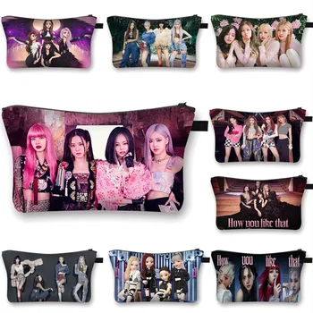 

BLACKPINK How You Like That Cosmetic Case Women Fashion Makeup Bag Ladies Lisa print Toiletry Bag for Travel Organizer