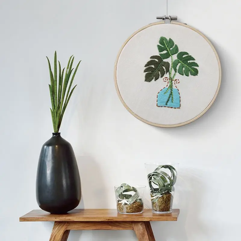 DIY Manual Production 3D Flower Plants Cloth Creative Embroidery Needlework Cross Stitch With Frame Set For Beginners Q6PE