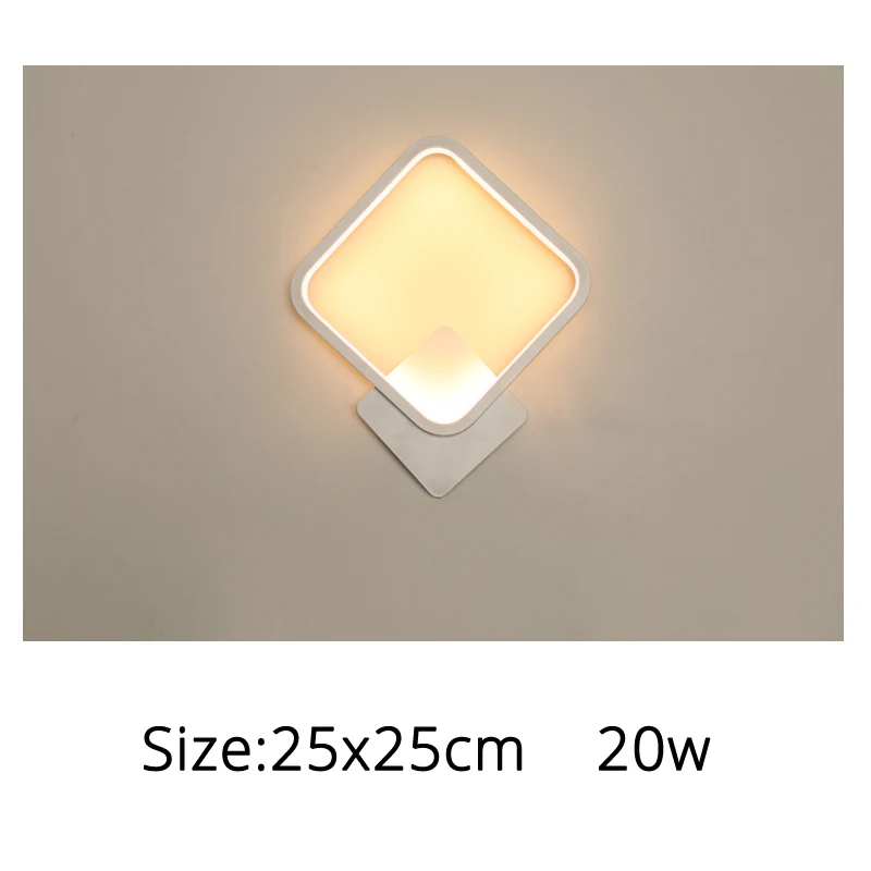 Square 25x25cm Круглый/квадратный настенный светильник для гостиной, спальни, коридора, белого и черного цвета, светодиодный настенный светильник, светодиодный настенный светильник квадратной формы - Цвет абажура: Square 25x25cm