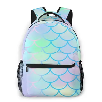 

Women Backpack Casual Travel Bag Bright Pale Yellow Pink Fish Scale School Bag Fashion Shoulder Bag For Teenage Girl Bagpack