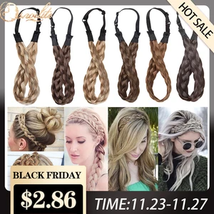 S-noilite в богемном стиле Плетеный ободок косы инструменты для завивки волос с регулируемым поясом синтетический парик, заколки, заколки для волос, трессы, заколки для волос для женщин волос европейский стиль аксессуары для ванной комнаты - изображение