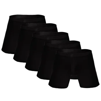 

5PC Fashion Men's Sports Long Running Wear Leg Multi-function Boxer Panties Mens Solid Color Soft Cotton Panties Mens Underwear