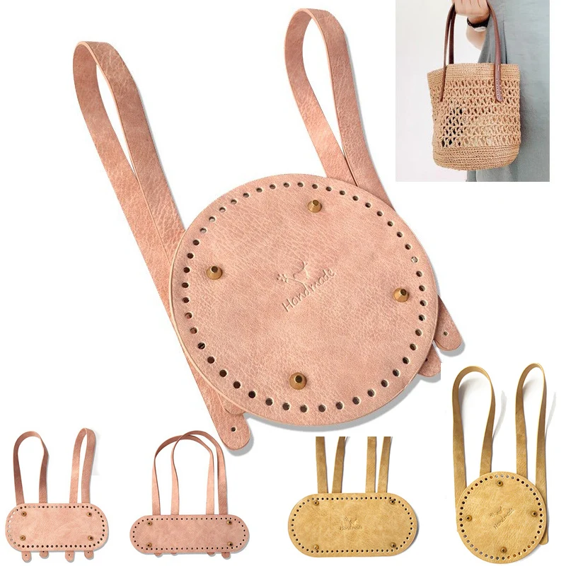 Diy Handmade Bag Accessories With Bags Strap Bottom Drawstring Bunches Leather Handles For Women Crochetbag
