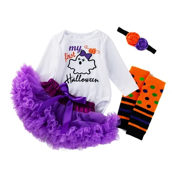 

Halloween Baby Girl Clothing for Kids Romper Cotton Long Sleeve Toddler Pumpkin Jumpsuit Tutu Dress Costumes Lace Princess Dress