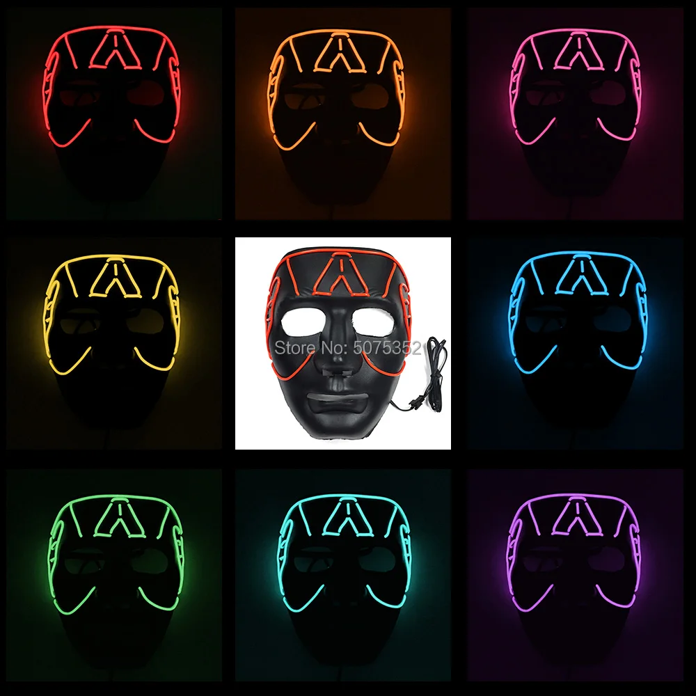 

10 Colors Options Superheros Cosplay EL Mask Captain America Neon Luminous LED Mask Light Up Glowing Anime Mask For Christmas