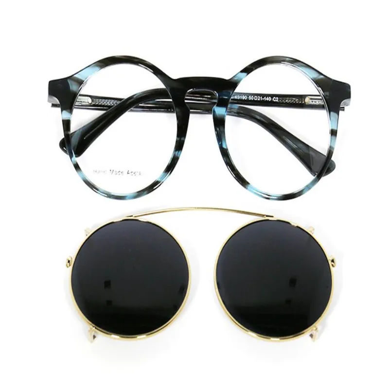 MONGOTEN ретро унисекс ацетат полный обод клип Poalrized солнцезащитные очки Оптические очки линза для рецептов чтения