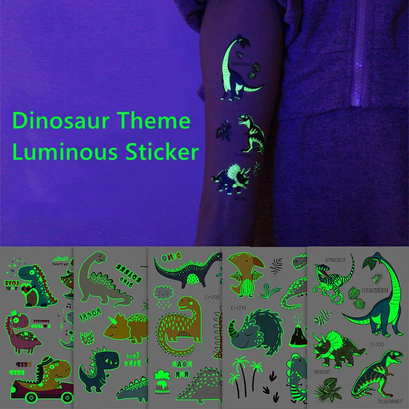 Luminous Stickers Child Kid Toy Arm Leg for Children Glow Sticker Cartoon Dinosaur Tattoo Decals Glow In The Dark Wall Stickers luminous wall stickers 3d wall stickers