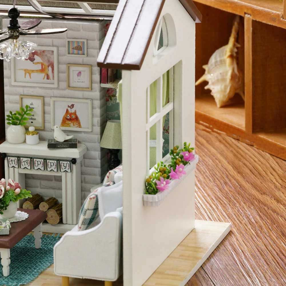 3D Деревянный DIY сборный миниатюрный кукольный домик, игрушки для спальни, модель с чехлом, кукольный дом, мебель для детей, подарки на день рождения Xams