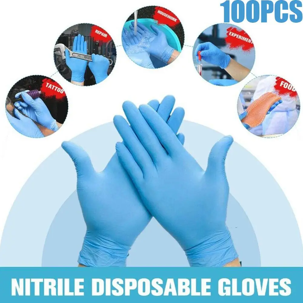 

100Pcs/Box Disposable Nitrile Gloves Work Gloves For Food Cooking Gloves Kitchen Cleaning Universal Household Garden Tattoo Beau