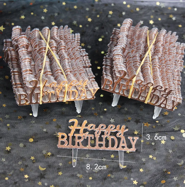 Colorful Plastic Small Happy Birthday Cake Topper Flags party decorations birthday party supplies cake topper cake decorations cake toppers For Wedding Kids Birthday Party Supplies Cake Decoration 10pcs