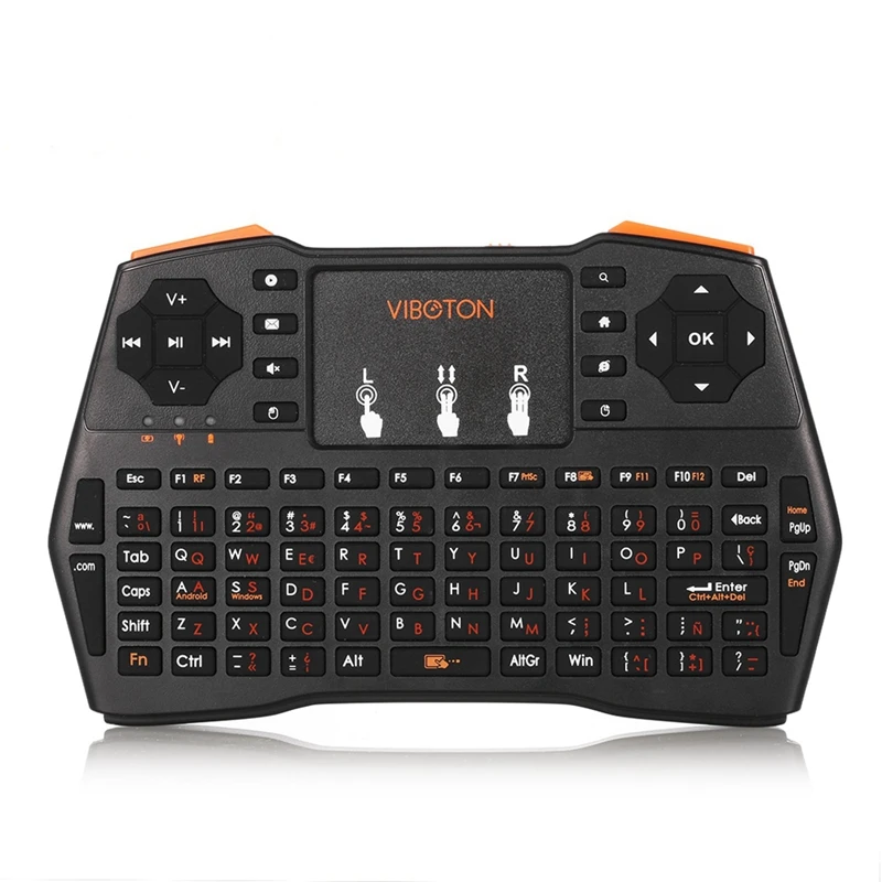 

Viboton 2.4G Wireless I8 Plus Spanish Keyboard Touchpad Fly Air Mouse Mini Gaming Keyboard for Windows Android Tv Computer