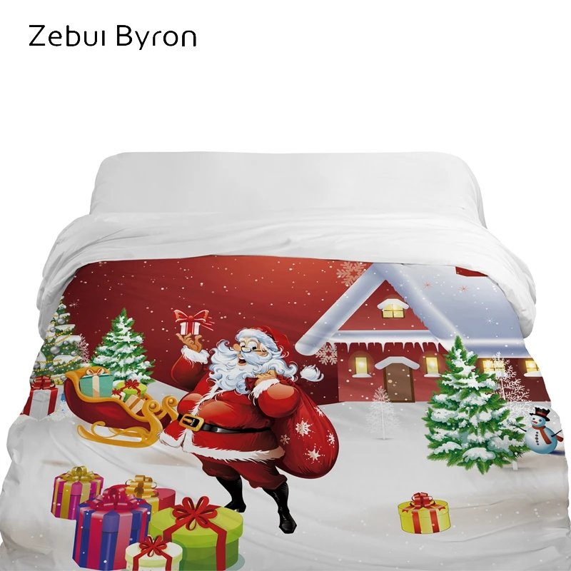 3D мультяшный пододеяльник, одеяло/одеяло 220x240, пододеяльник для детей/малышей, постельные принадлежности Рождество Санта Клаус красный автомобиль