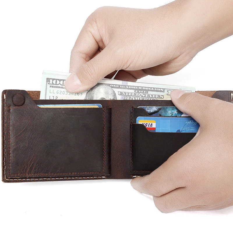 VASCHY Leather wallet for men Vintage Bifold Wallet Slimfold with 6 Card Slots Cowhide Leather Wall