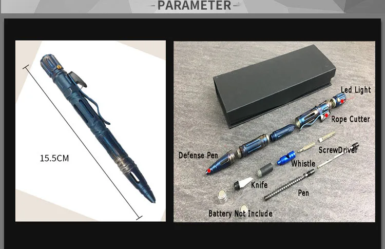 Набор для выживания защитный Тактический ручка Самозащита Ручка многофункциональная авиационная алюминиевая сплав Нескользящая портативная походная шариковая ручка